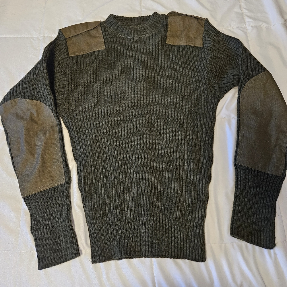 DSCP 100% Wool Service Sweater Men's Size 40 Green US Military Army Mitts Nitts